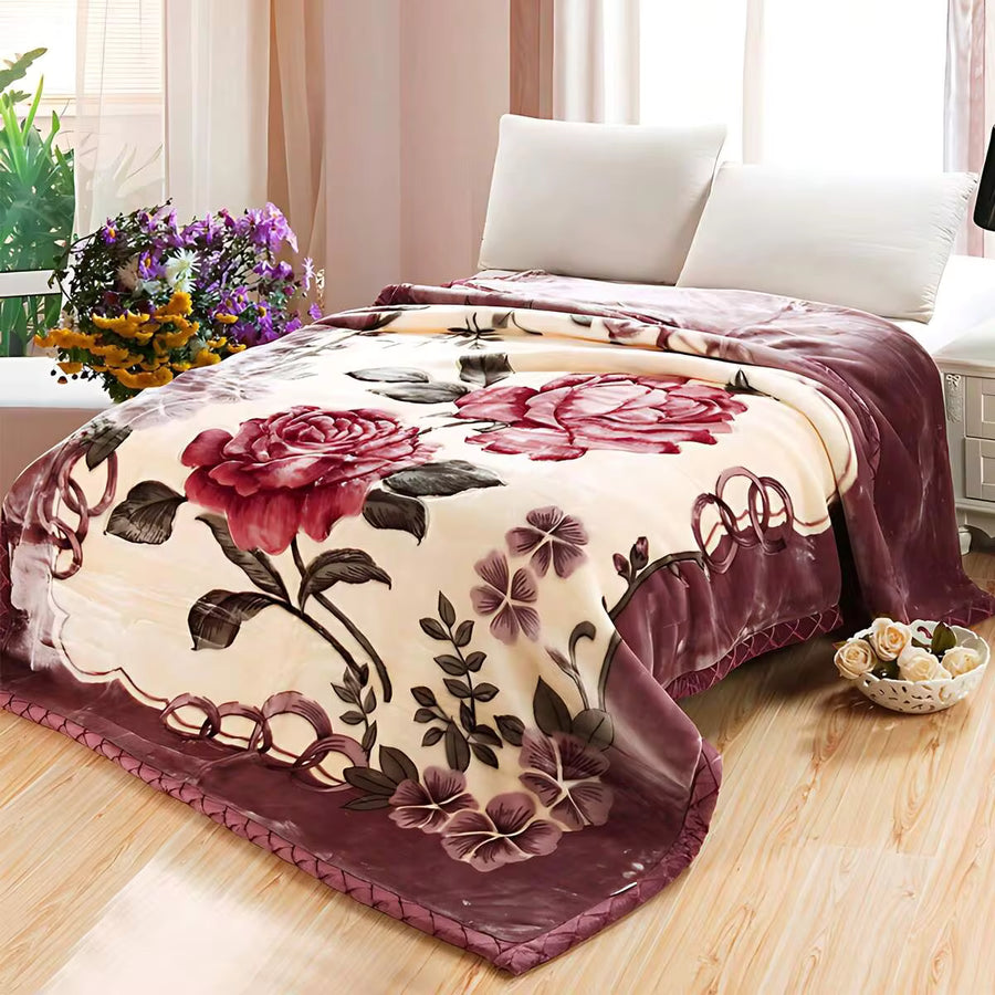 2 Ply Fleece Blanket 4.4/6.6 7.7lb Silky Soft Plush Warm Throw Blanket Floral Bed Blanket