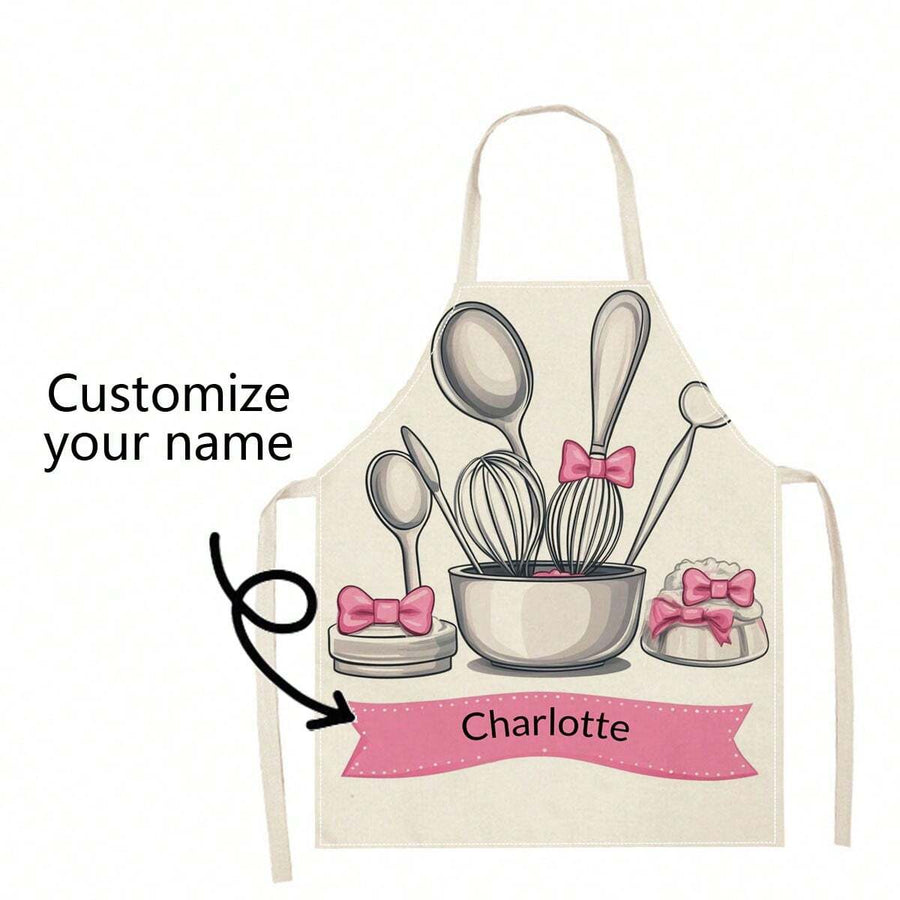 1pc Custom Name ,Mother's Day Gift,Customized Name, Women Custom Name Apron Personalized Apron Customized Name Logo Picture Name Chef Apron Perfect For Girl