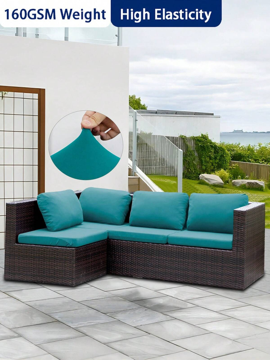 1pc High-Density Solid Color Milk Silk Outdoor Sofa Seat Cushion Cover, High Elasticity Removable Semi-Enclosed Sofa Cushion Cover, Suitable For Patio, Terrace, Garden Sofa