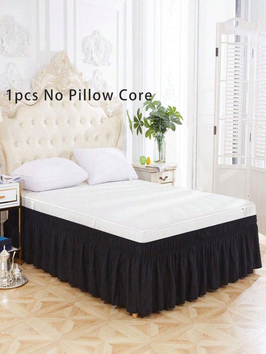1pc Solid Color Elastic Bed Skirt, Queen Size, Soft Bed Cover Anti-Dirty Bed Skirt With Ruffle Lace Elastic Band, Comfortable Skin-Friendly Bed Skirt
